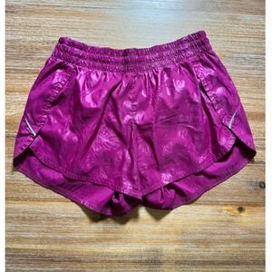 Athleta Run Speed Shorts‎ Floral Print Reflective Athletic Purple Size S